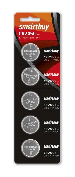 Батарейка плоская Smartbuy CR2450/5В (12/720) (SBBL-2450-5B)