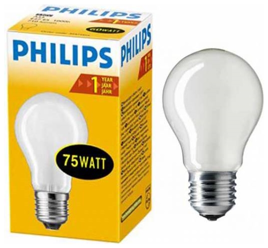 Лампа PHILIPS E27 75W шар матовый