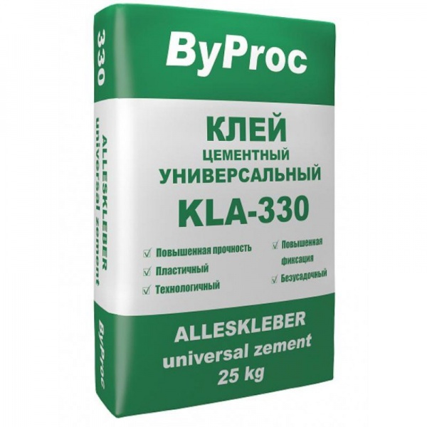 Клей для плитки ByProc KSS-330 для внутренних и наружных работ 25 кг